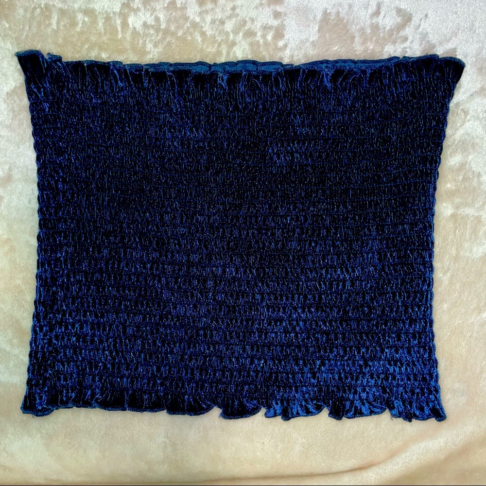 Hollister Navy Velvet Ruffled Tube Top